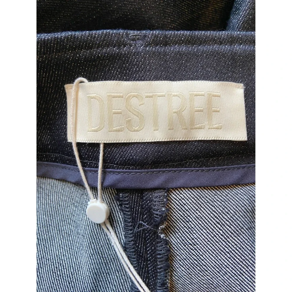 Destree Dark Wash Denim Wide Leg Trousers Circular Pockets Blue Size US 10